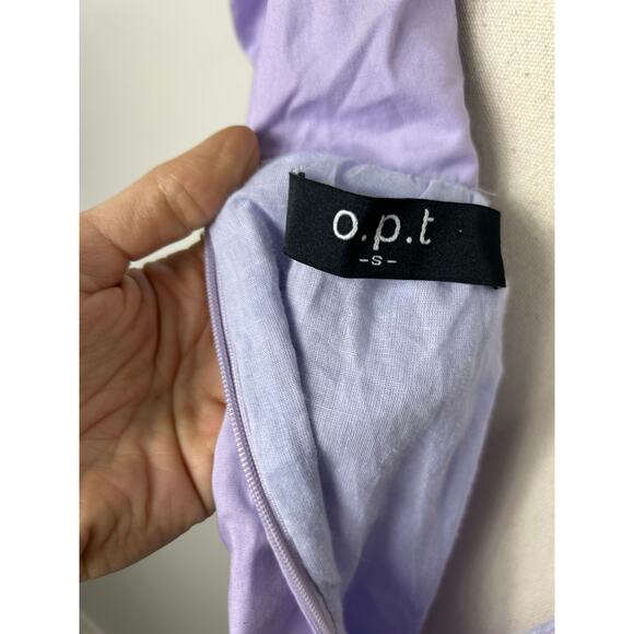 O.P.T. Didi Empire Waist Bow Puff Sleeve Mini Dress Lilac Small Holiday Coquette - Picture 5 of 7
